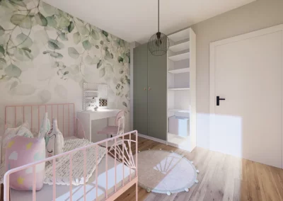 wizualizacja wnętrza pokoju dziewczynki wykonana przez Inmidja