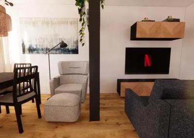 wizualizacja wnętrza salonu wykonany przez Inmidja