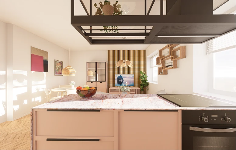 projekt kuchni w różu